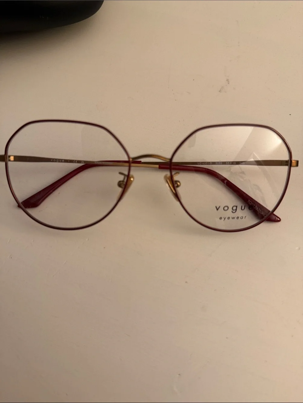 Vogue Women's Round Metal Glasses in Red and Gold